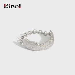 Kinel argent 925 bijoux anneaux pour femmes Texture minimaliste chaîne accessoires de fête de mariage cadeau anillos 2021