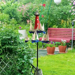 Escultura de viento de arte cinético, faro de verano, velero, molinos de viento, decoración náutica para jardín, Spinner 240122