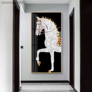 Rey de la gloria lienzo moderno pintura caballo pared arte cuadros para sala de estar Europa caballero estilo decoración del hogar carteles e impresiones L230704