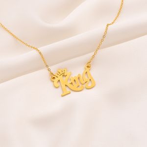 KING Pendentif Lettre groupe 18k Or Fin Filled Chain Necklace LARGE CROWNED Hip Hop