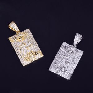 Koning poker hanger ketting menselijk skeleton hiphop sieraden mannen gouden kleur kubieke zirkoon met 4mm tennis ketting voor drop verzending