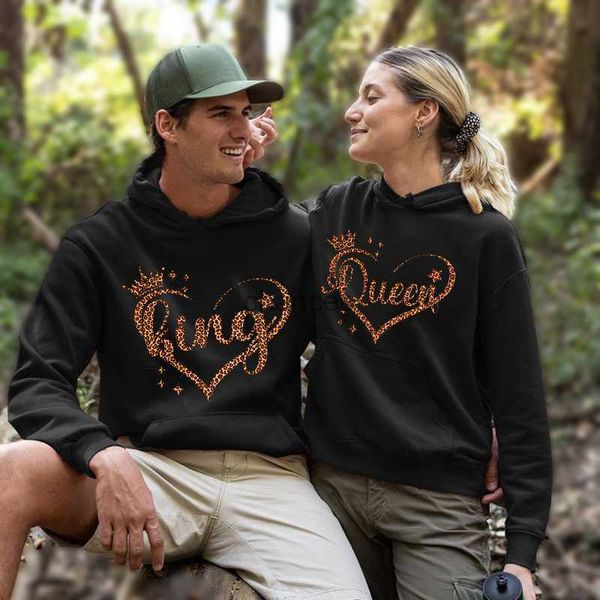King Queen Love Heart Print Hoodie Lover Pullovers Pullovers Couples Associés SweetShirts surdimension