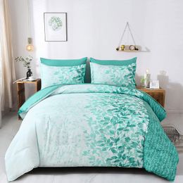 Sydcommerce King Size Conjunto de edredón de edredones Botánicos Cama, 7 piezas de edredón de ropa de cama con sábanas, ropa de cama floral de microfibra suave para toda la temporada