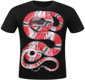 King Snake Print Italia Tshirts Top Top High Quality Cotton Men T-shirt Oneck Summer Women Tees Blanc Noir MXXXL3233559