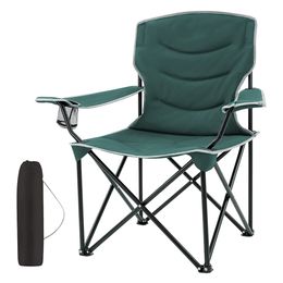 Chaise de camping pliante chaises confortables portables surdimensionnées avec porte-gobelet vert