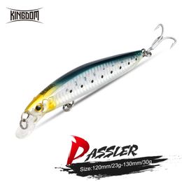 Kingdom Señuelos de pesca en el mar Jerkbaits Minnow agua salada 120mm/23g 130mm/30g cebo Artificial flotante buena acción Wobblers señuelo duro 240314