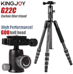KINGJOY G22C trépied professionnel en Fiber de carbone pour appareil photo numérique Tripode adapté aux voyages support d'appareil photo de qualité supérieure 143 cm Max H11514576