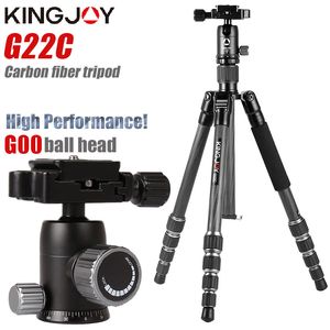 Kingjoy G22C Professional Carbon Fiber Tripod voor digitale camera -tripode Geschikt voor camera -stand van de topkwaliteit van de topkwaliteit 143 cm max