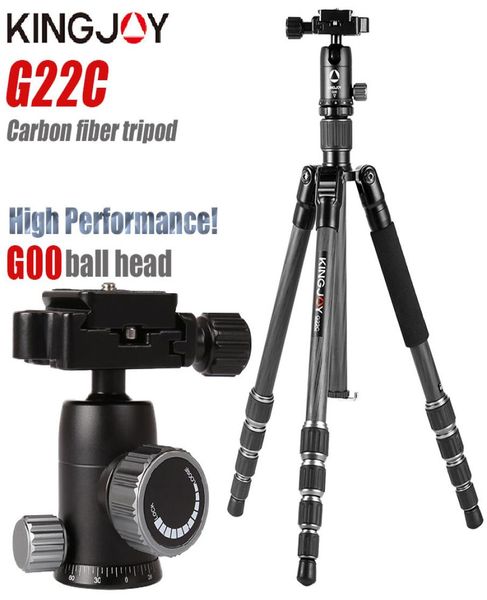 Trípode de fibra de carbono profesional KINGJOY G22C para trípode de cámara digital adecuado para viajes soporte de cámara de alta calidad 143cm max5435216