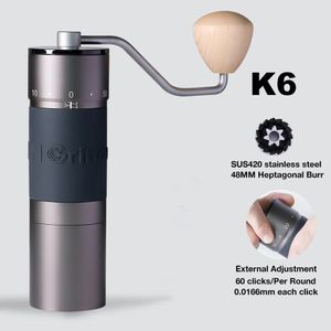 Kingrinder K2/K4/K6 Handmatige Koffiemolen Portable Handmatige Grinder 48 mm SUS420 Roestvrij staal Burr Grinder 240506