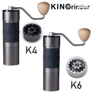 KingRinder K4 / K6 MANUEL MOULAIRE GRINDER PORTABLE PORTABLE 420 ACIER INOXEUX 48 mm Plaque en acier inoxydable Burrs 240506