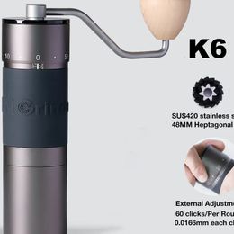 KingRinder Manual Coffee Grinder 420 en acier inoxydable Burr Grinceing Portable Coffee Grinder Baja Tahan Karat K4 K6 38 mm 48mm 240506