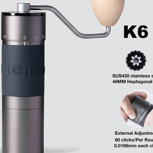 Meule de café Kingrindermanual 420 Burr en acier inoxydable Mill Portable Mill Baja Tahan Karat K4 K6 38mm 48mm 240416