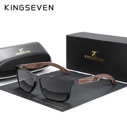 Kingseven 100% gepolariseerde vintage mannen houten zonnebrillen hout UV400 bescherming mode vierkant zonnebrillen vrouwen gafas de sol 240410