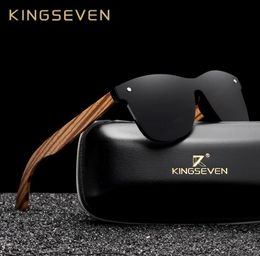 Kingseven 2019 Polarisse Square Sunglasses Men Femmes Femmes Zebra Frame en bois Miroir Plat Lens conduisant UV400 Eyewear T1912308569019