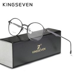 KINGSEVEN 2023 lentilles optiques rondes lunettes cadre hommes myopie femmes Prescription lunettes mâle lunettes en métal 240118