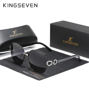 Kingseven Brand New 2023 Vintage Butterfly Sunglasses Femmes Retro Double Ring Design Gradient Square Sun Sunshes Femme UV400