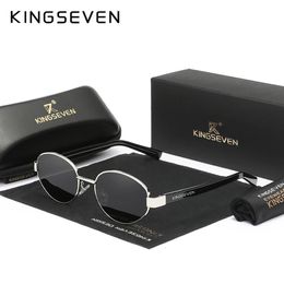 KINGSEVEN Gafas de sol ovaladas de moda para hombres y mujeres polarizadas UV400 Marco de aleación retro Gafas antideslumbrantes Accesorios para conducir Gafas 240322