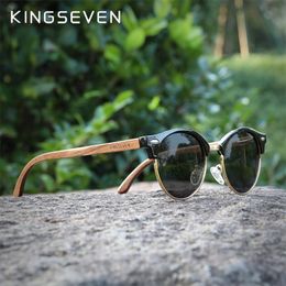 KINGSEVEN fait à la main de haute qualité en bois de noyer noir lunettes de soleil hommes femmes miroir polarisé lunettes de soleil mâle UV400 nuances 220511