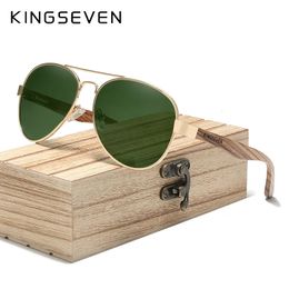 KINGSEVEN haute qualité en alliage de bois cadre hommes lunettes de soleil femmes UV400 lunettes de soleil HD lentille polarisée lunettes Camping pêche gafas 240321