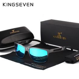 Kingseven Men gepolariseerde zonnebril aluminium magnesium zonnebrillen Drijfglazen rechthoekige tinten voor mannen oculos masculino man 240410