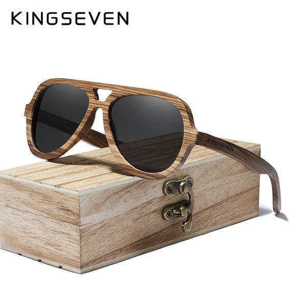 KINGSEVEN lunettes de soleil en bois naturel plein cadre 100% fait à la main verres de revêtement de miroir polarisé accessoires de lunettes 220511