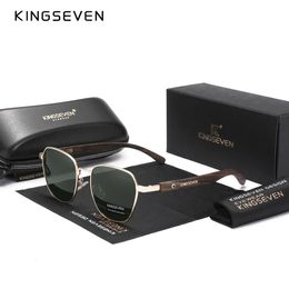 Kingseven Quality Upgrade Ebony Wood Sunglasses Mannen Gepolariseerd UV400 Bescherming HOUTEN RETRO EYEWEAR Women Outdoor Sports 240409