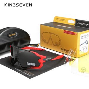 Kingseven Sports Men Lunettes de soleil polarisés Road Mountain Bicycle de vélo de cyclistes Femme Rouding Goggles Eyewear 3 Lens 220511