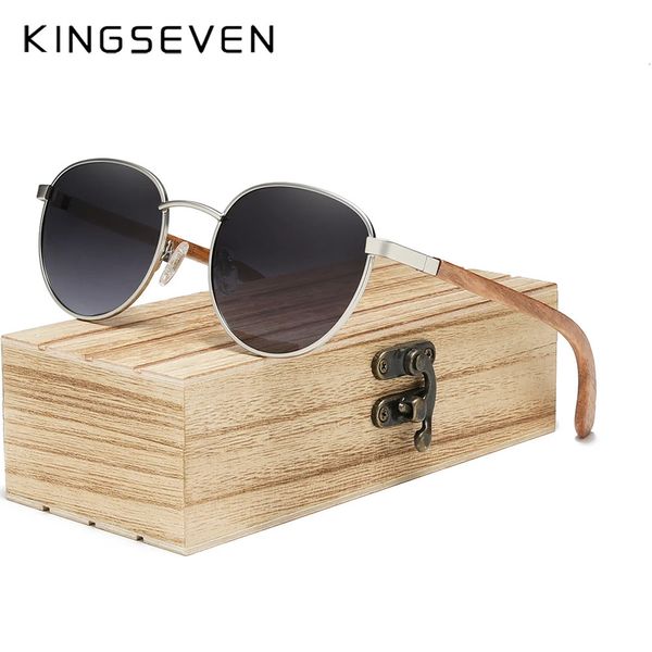 KINGSEVEN gafas de sol para hombres UV400 gafas polarizadas para mujer montura de madera Natural gafas de sol de moda gafas de protección 240329