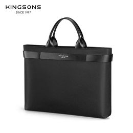 Kingsons 2023, maletín de negocios a la moda para hombres y mujeres, bolso para portátil de 156 pulgadas, bolso negro clásico impermeable con asa superior 240313