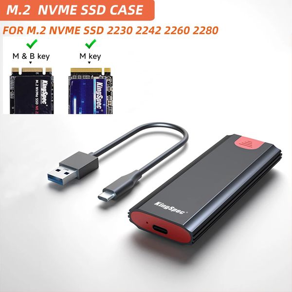 KingSpec M2 NVMe boîtier SSD 10Gbps boîtier HDD M.2 NVME SSD vers USB 3.1 boîtier type-a vers type-c câble pour M.2 SSD avec OTG 240322
