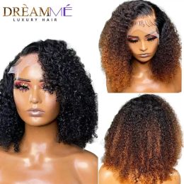Curly Curly 13x6 Lace Front Human Hair Wigs for Black Femmes Deep Curly Transparent 360 LAGES FRONTAL PERMES 150% BRÉSILIEN REMY CHEUR