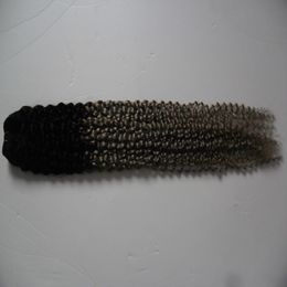 Rizado rizado 1B Ombre tejido de cabello gris 10-28 pulgadas 1 paquete 100% tejido de cabello humano no Remy Color gris envío gratis