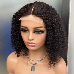 Kinky Curly 4b court Bob T partie perruque 100% Remy cheveux humains bruts malaisien brésilien indien pour les femmes noires