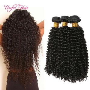 Crépus bouclés noir 1 pièces paquets de cheveux humains Jerry Curl Extensions de cheveux brésiliens naturel noir crépus bouclés Extensions de cheveux