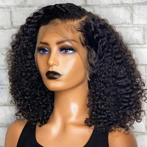 Perruque Lace Frontal Wig brésilienne naturelle, cheveux crépus bouclés, 13x4, 5x5, avec Closure, densité 250, pour femmes noires