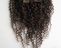 Kinky Curly Clip in Hair Extension 100 Braziliaanse menselijk haarclip in extensie Remy Hair Clip Ins 9 Piecesset 100G3752469
