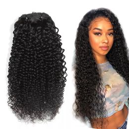 Kinky Curly Clip in Hair Extension pour Noir Brésilien Vierge Naturel Afro Clips Ins Extensions de Cheveux 7Pcs / Set