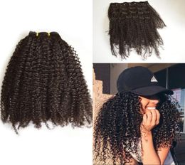 Kinky Curly Clip in Hair Extensions Maleisisch maagdelijk haar 7 PCSSet volledige hoofdclip in voor African American FDShine Hair6066013