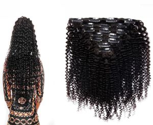 Kinky krullend clip-in extensions van echt haar 100 natuurlijke haarclips 100 g clip-in natuurlijke krullende Braziliaanse haarextensions3883749