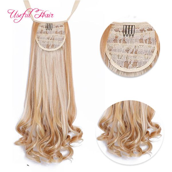 Kinky curly easy Pelo sintético Ponytails Extensiones de cabello de cola de caballo largas colas de caballo para cabello rizado colas de caballo para mujeres negras clip en