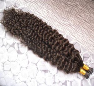 Crépus bouclés Fusion cheveux I Tip Stick pointe kératine fait à la Machine Remy pré-collé Extension de cheveux humains 16quot 24quot 1gs2656443