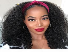 Kinky Curly Half Wig Head Band Human Hair For Black Women Kinky Curly Headband Wig Betaalbare natuurlijke haarpruik 150 Dichtheid7352669