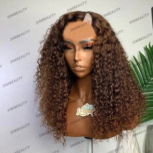 Kinky Curly Human Hair 1x4 Middle V Part Wigs for Black Women Glueless 200Density Adjustable U Part Wigs No Leave Out