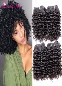 Crépus Bouclés Cheveux Humains 4 Faisceaux Noir Naturel 10A 100 Non Transformés Humains Remy Cheveux Courts Salon Bouclés Armure Brésilienne Vierge Cheveux W1388419