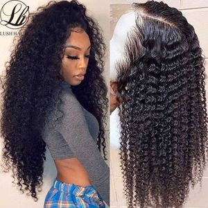 Kinky Curly Lace Front Perruques 180% Densité Naturel Noir Synthétique T Partie Dentelle Frontale Perruques Sans Colle Avec Des Cheveux De Bébé Pour Black Wome 230524