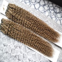 Kinky Curly Micro Loop Hair Extensions Micro Bead Human Hair1g / brin Mirco Loop Ring Hair 100% remy extensions de cheveux humains 200g