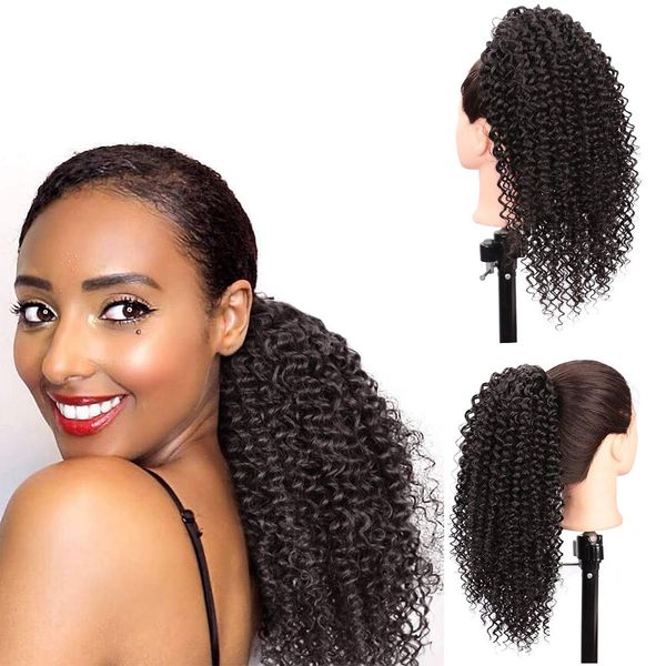 Kinky Curly Ponytail Drawstring Ponytail Extension Short Curly Wave Ponytail Extension pour les femmes noires Pièces de cheveux humains pour African Ame