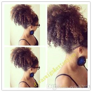 Kinky Curly Ponytail voor Zwarte Vrouwen Natuurlijke Afro Krullend Niet Remy Haar 1 Stuk Clip in Paardenstaarten 100% Menselijk Haar 14 inch 120G