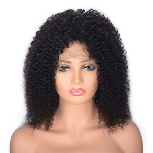 13x4 Transparent Lace Front Wigs Kinky Curly Malaysian Perruque de cheveux humains avec des cheveux de bébé pour les femmes